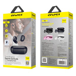 Awei T6 TWS Bluetooth V5.0 Ture Auricolare sportivo wireless con custodia di ricarica