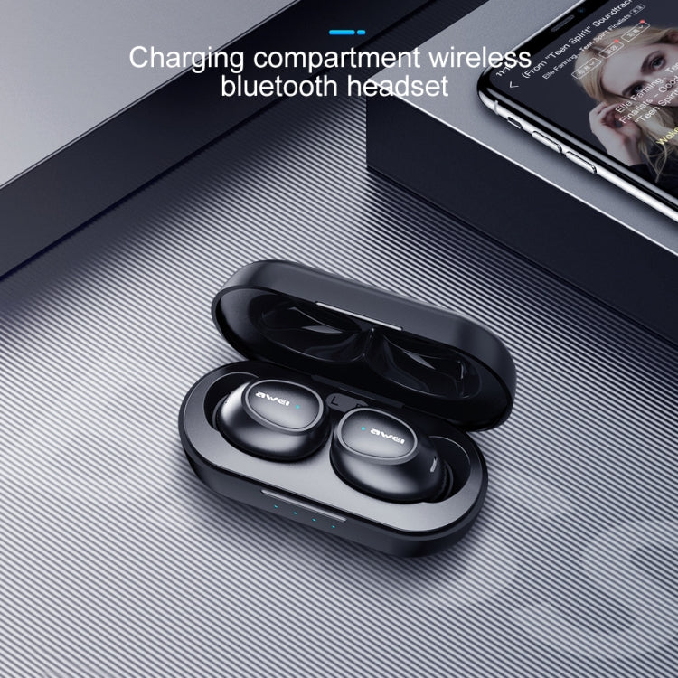 Awei T6 TWS Bluetooth V5.0 Ture Auricolare sportivo wireless con custodia di ricarica