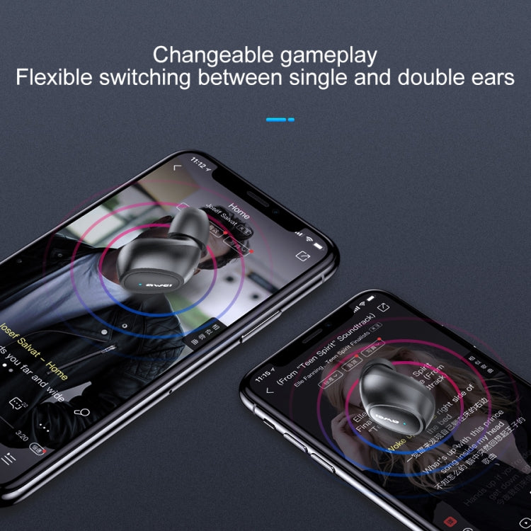 Awei T6 TWS Bluetooth V5.0 Ture Auricolare sportivo wireless con custodia di ricarica