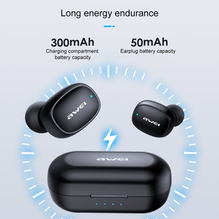 Awei T13 TWS Bluetooth V5.0 Ture Auricolare sportivo wireless con custodia di ricarica