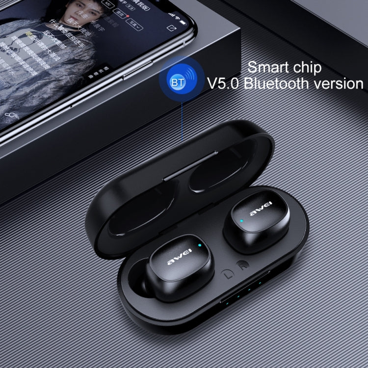 Awei T13 TWS Bluetooth V5.0 Ture Auricolare sportivo wireless con custodia di ricarica