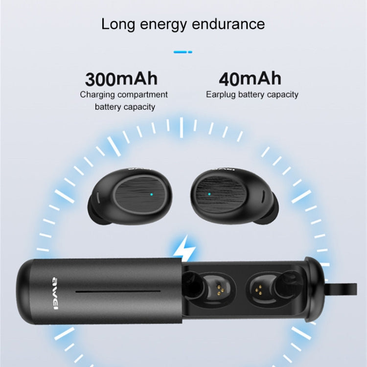 Awei T55 TWS Bluetooth V5.0 Ture Auricolare sportivo wireless con custodia di ricarica portatile