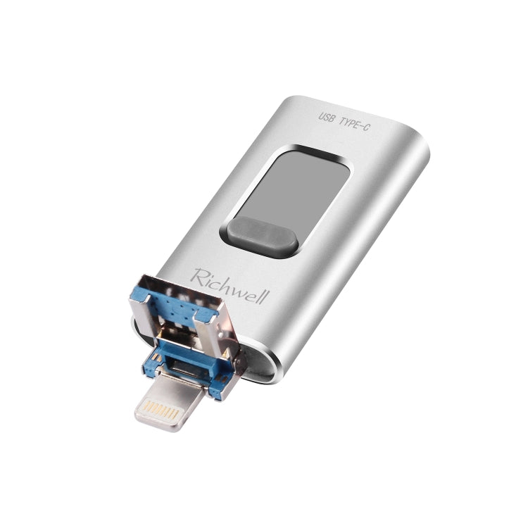 Richwell Disco flash push-pull in metallo 3 in 1 128G Type-C + 8 pin + USB 3.0 con funzione OTG