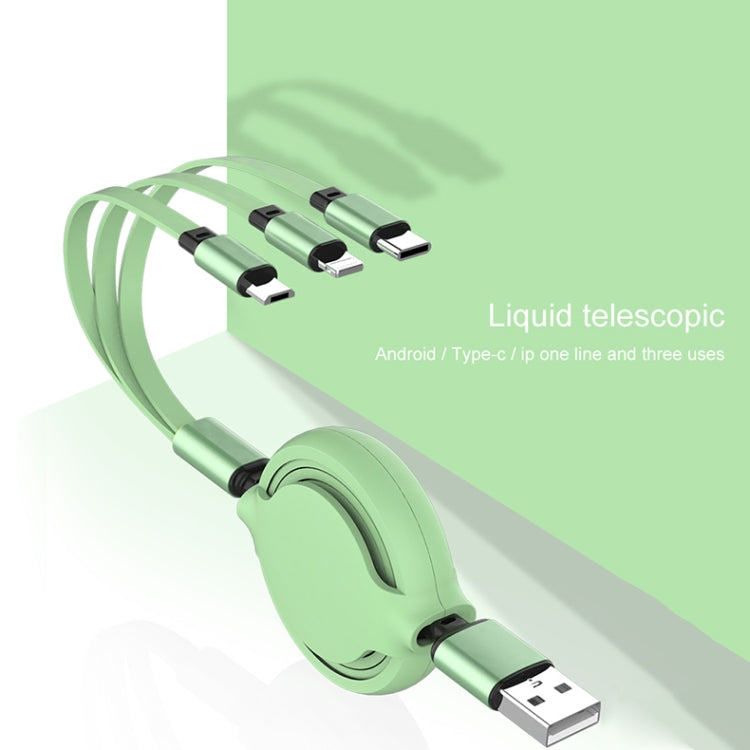 Silicone liquido 3,5 A 3 in 1 da USB a USB-C / Type-C + 8 pin + cavo di ricarica dati retrattile micro USB Syn