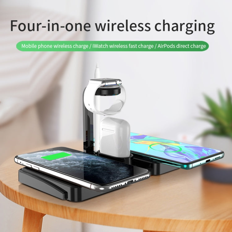 K04 Caricabatterie wireless standard Qi 4 in 1 da 10 W per telefoni cellulari, iWatch e AirPods
