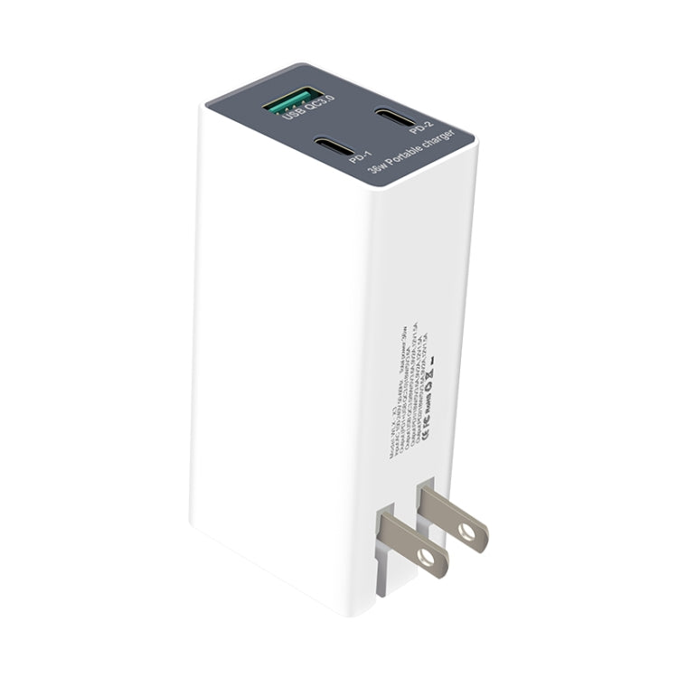 WLX-X3 Caricatore USB multifunzione portatile pieghevole da 36 W a 90 gradi, presa americana