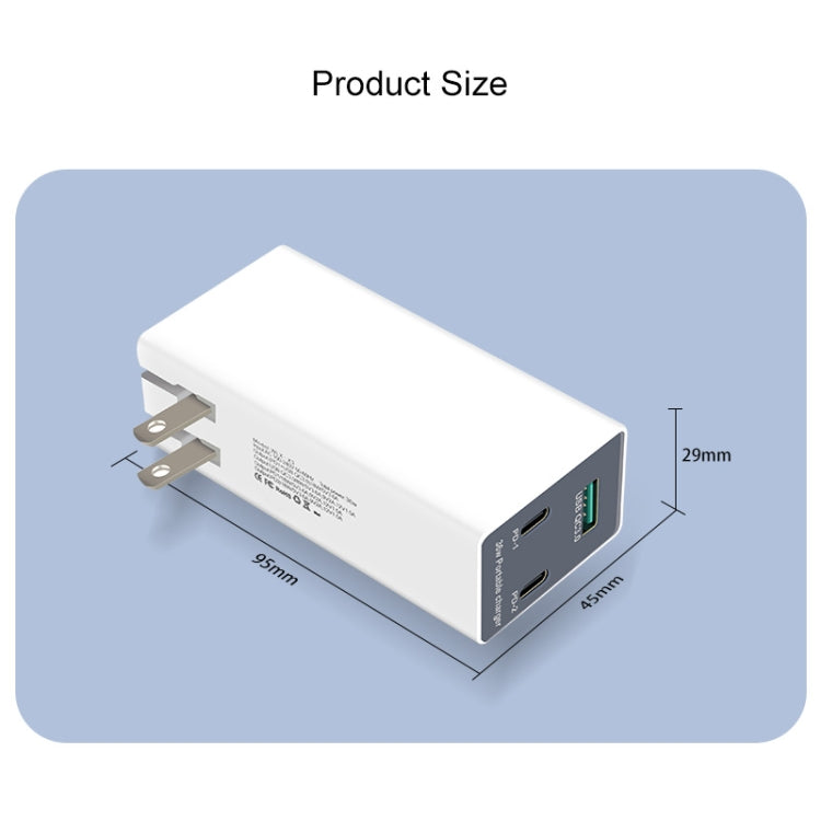 WLX-X3 Caricatore USB multifunzione portatile pieghevole da 36 W a 90 gradi, presa americana