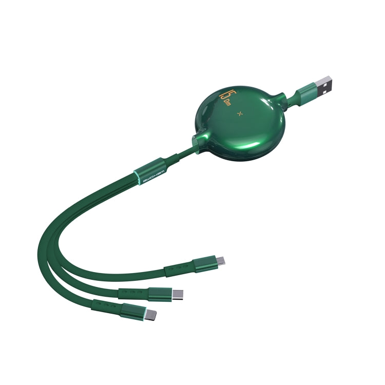 WK WDC-124 3A 3 in 1 8 pin + tipo C / USB-C + cavo dati di ricarica telescopico serie Micro USB Bona, lunghezza: 1,5 m