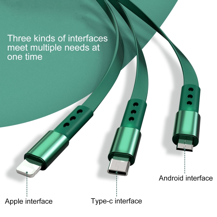 WK WDC-124 3A 3 in 1 8 pin + tipo C / USB-C + cavo dati di ricarica telescopico serie Micro USB Bona, lunghezza: 1,5 m
