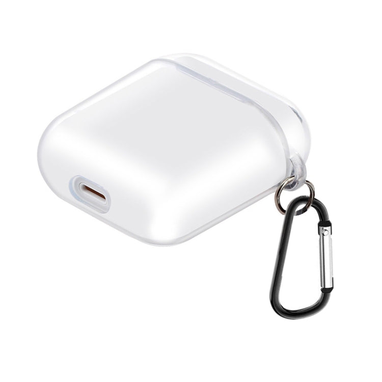 Per AirPods 1/2 Custodia protettiva per auricolari in TPU trasparente alta con gancio