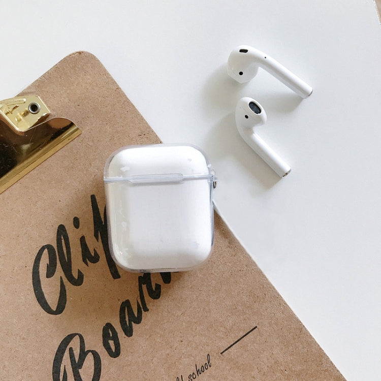 Per AirPods 1/2 Custodia protettiva per auricolari in TPU trasparente alta con gancio
