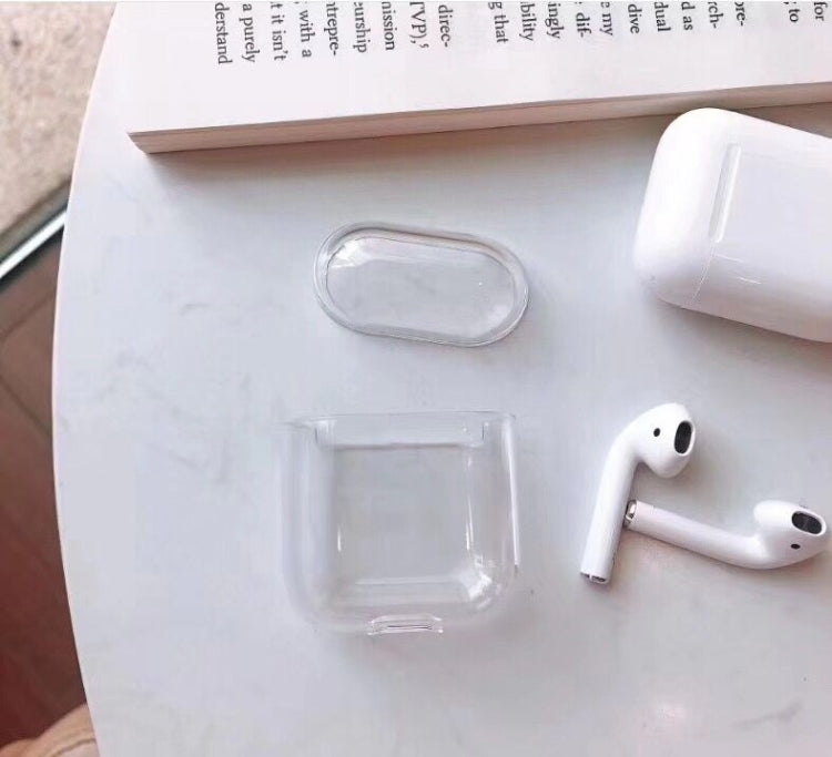 Per AirPods 1/2 Custodia protettiva per auricolari in TPU trasparente alta con gancio