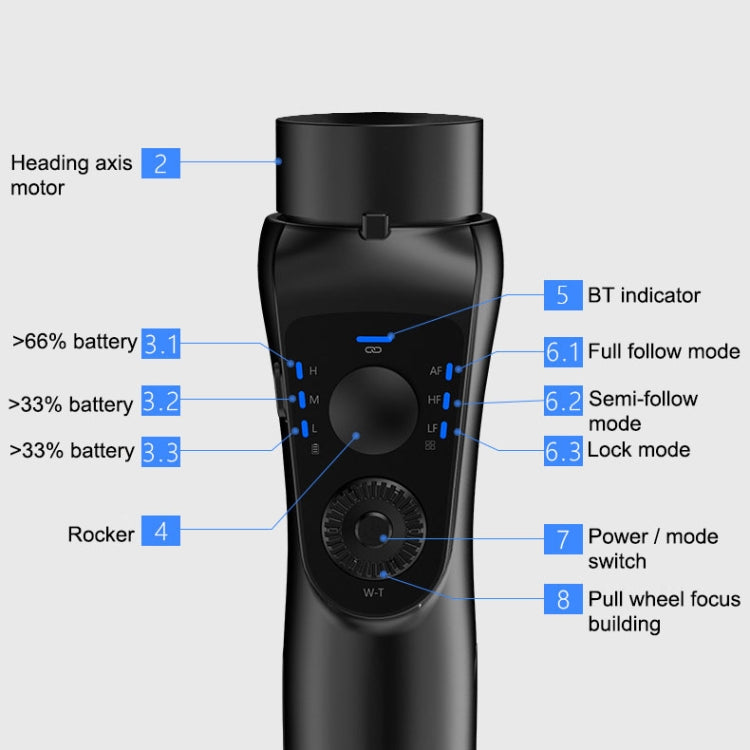 Stabilizzatore gimbal palmare a 3 assi per smartphone