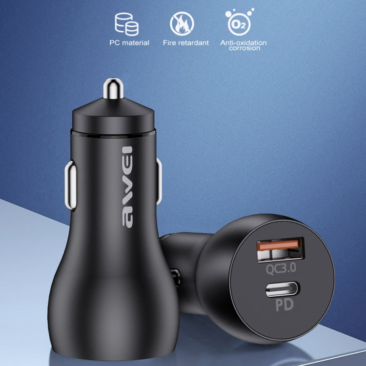 Caricabatteria da auto awei C-822 18W PD 8 pin + 18W QC 3.0 interfaccia USB, C-822