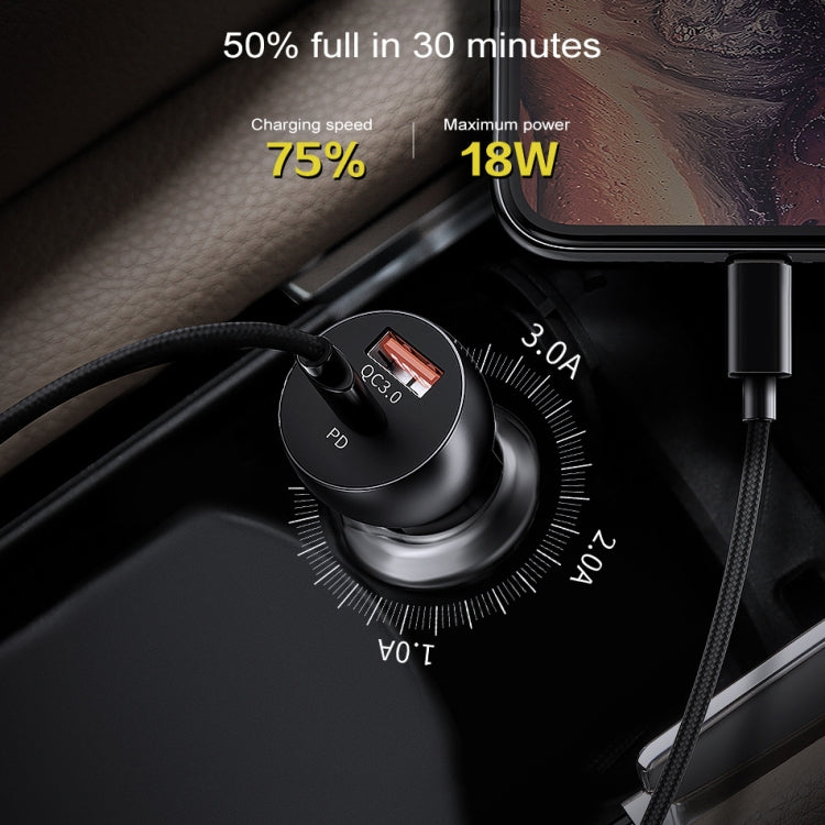Caricabatteria da auto awei C-822 18W PD 8 pin + 18W QC 3.0 interfaccia USB, C-822