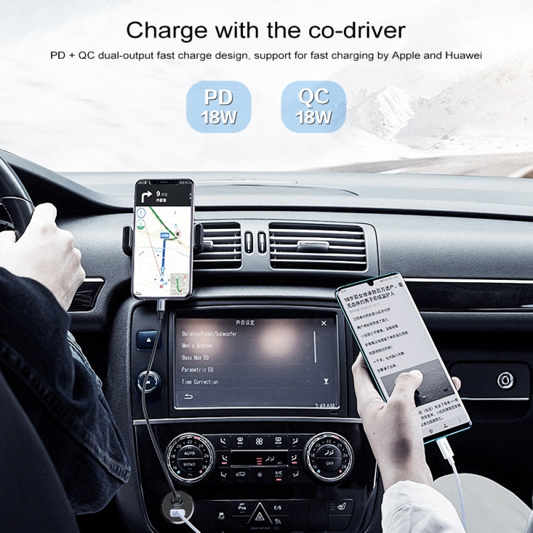Caricabatteria da auto awei C-822 18W PD 8 pin + 18W QC 3.0 interfaccia USB, C-822
