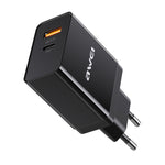 awei C-980 18W PD USB-C / Type-C + QC 3.0 Interfaccia USB Caricabatterie da viaggio a ricarica rapida, presa EU