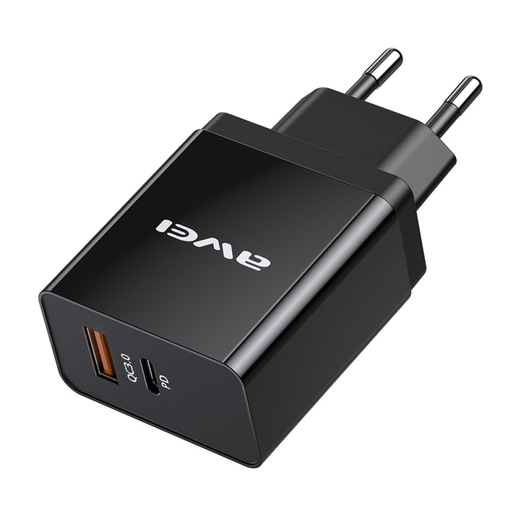 awei C-980 18W PD USB-C / Type-C + QC 3.0 Interfaccia USB Caricabatterie da viaggio a ricarica rapida, presa EU