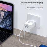 awei C-980 18W PD USB-C / Type-C + QC 3.0 Interfaccia USB Caricabatterie da viaggio a ricarica rapida, presa EU