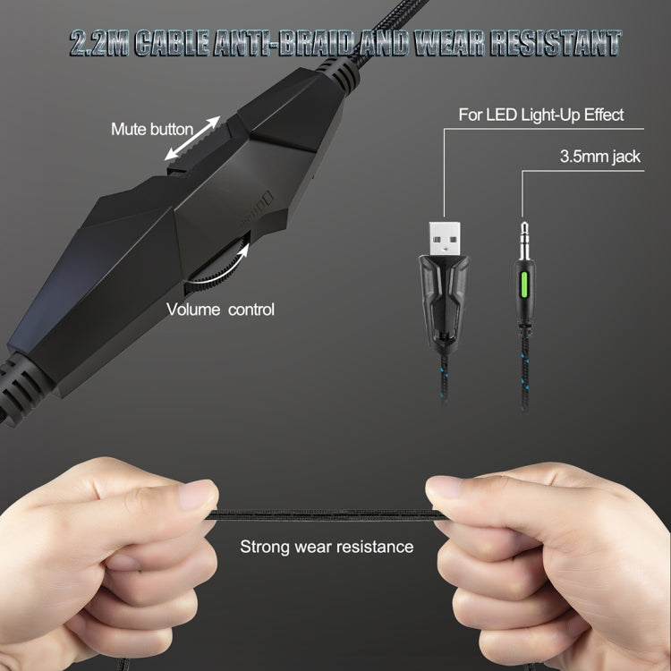 ONIKUMA K19 Cuffie da gioco regolabili con luce a spina singola con microfono