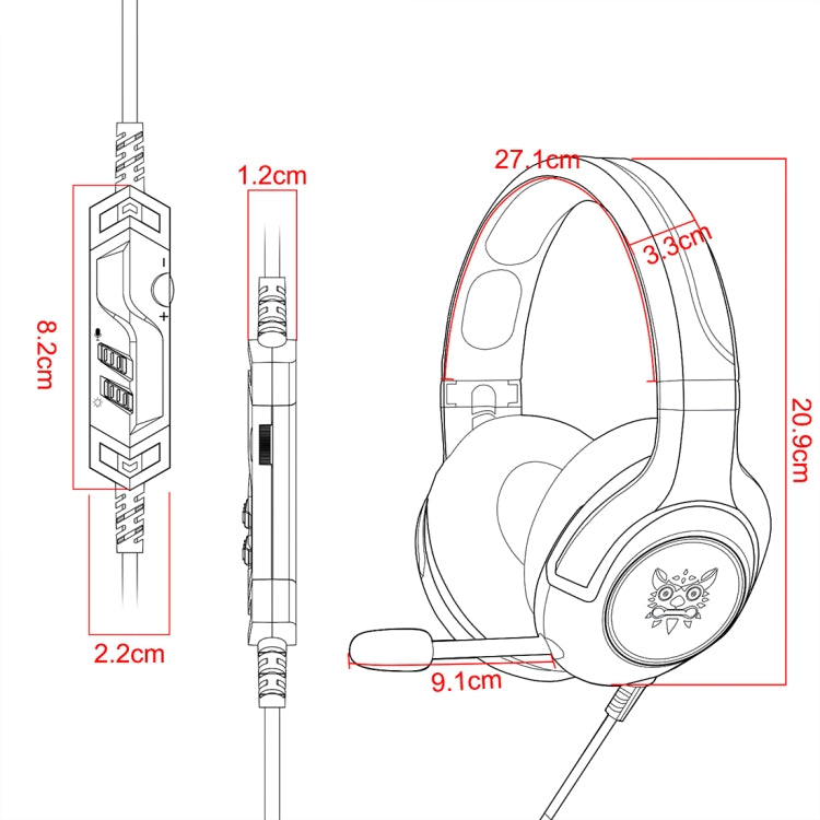 ONIKUMA K9 Cuffie da gioco regolabili RGB a spina singola con microfono