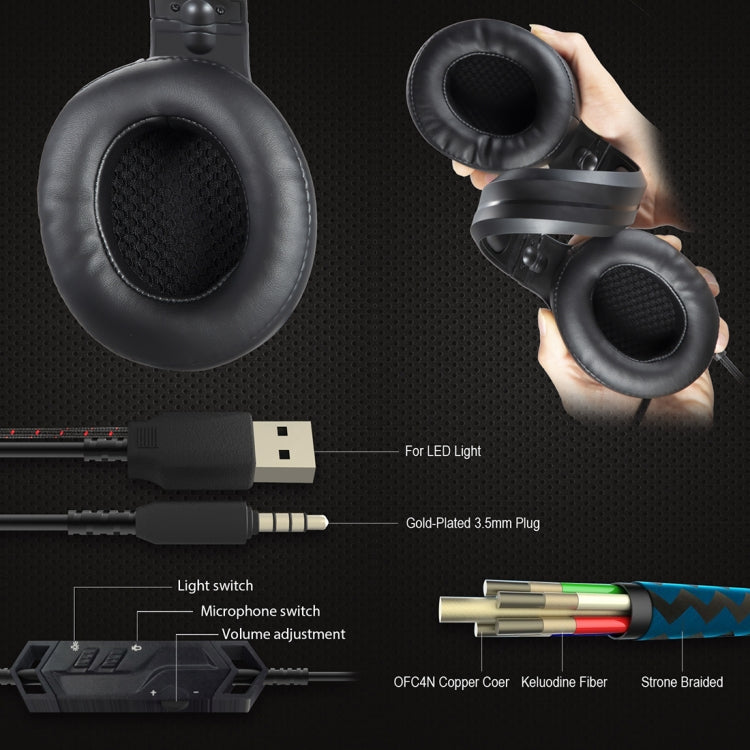 ONIKUMA K9 Cuffie da gioco regolabili RGB a spina singola con microfono