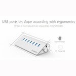 HUB ORICO M3H7-V1 in lega di alluminio 7 porte USB 3.0 con alimentatore da 30 W, M3H7-V1