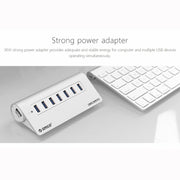 HUB ORICO M3H7-V1 in lega di alluminio 7 porte USB 3.0 con alimentatore da 30 W, M3H7-V1