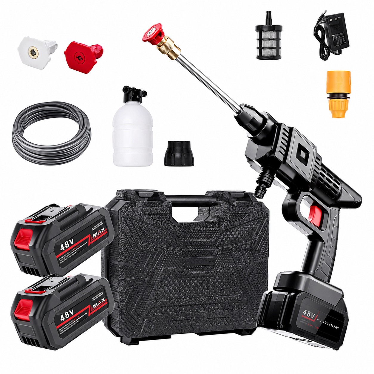 Idropulitrice Portatile a Batteria 48V con Tubo 5 m e Kit Accessori 6813456752140 Z296
