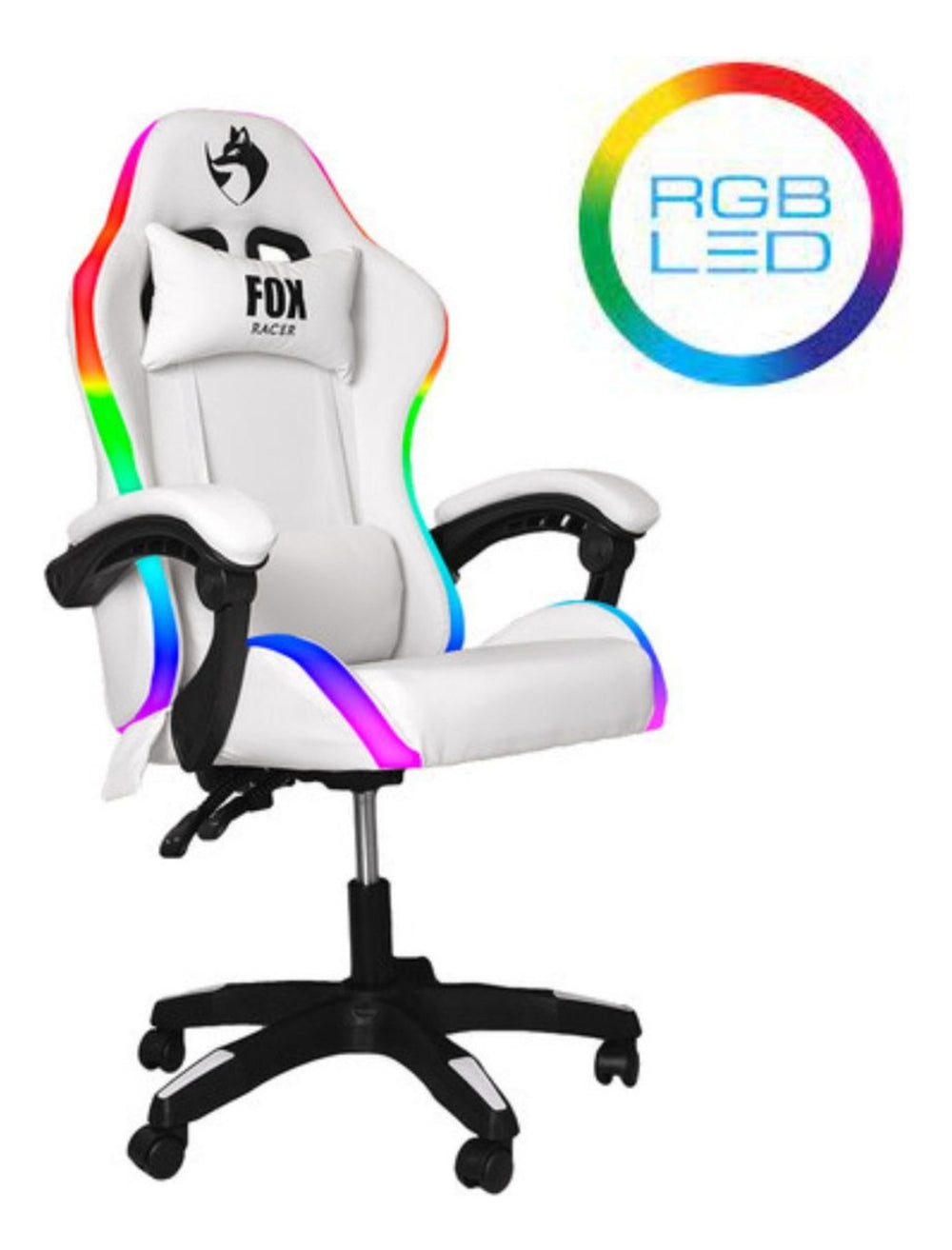 Sedia da gaming bianca con illuminazione LED RGB