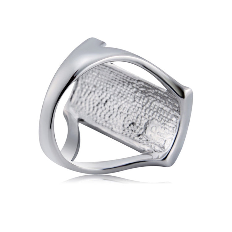 Anello rettangolare placcato in argento con cristallo blu da donna (argento con diamante, USA, misura: 7), Size: 7