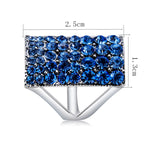 Anello rettangolare placcato in argento con cristallo blu da donna (argento con diamante, USA, misura: 7), Size: 7