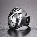 Anello in acciaio al titanio da uomo con maschera punk gotico rock stile Europa e America, misura USA: 7, diametro: 17,4 mm, perimetro: 55 mm, Diameter: 17.4mm