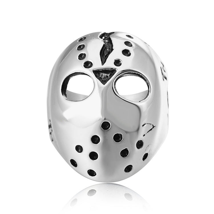 Anello in acciaio al titanio da uomo con maschera punk gotico rock stile Europa e America, misura USA: 7, diametro: 17,4 mm, perimetro: 55 mm, Diameter: 17.4mm