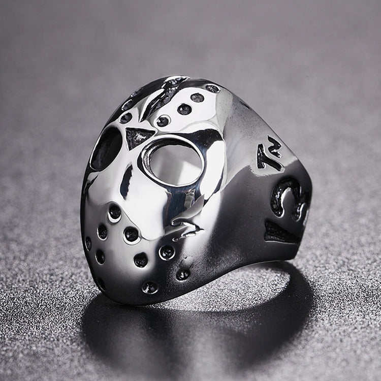 Anello in acciaio al titanio da uomo con maschera punk gotico rock stile Europa e America, misura USA: 7, diametro: 17,4 mm, perimetro: 55 mm, Diameter: 17.4mm