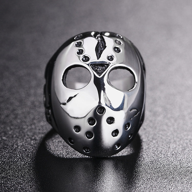 Anello in acciaio al titanio da uomo con maschera punk gotico rock stile Europa e America, misura USA: 7, diametro: 17,4 mm, perimetro: 55 mm, Diameter: 17.4mm