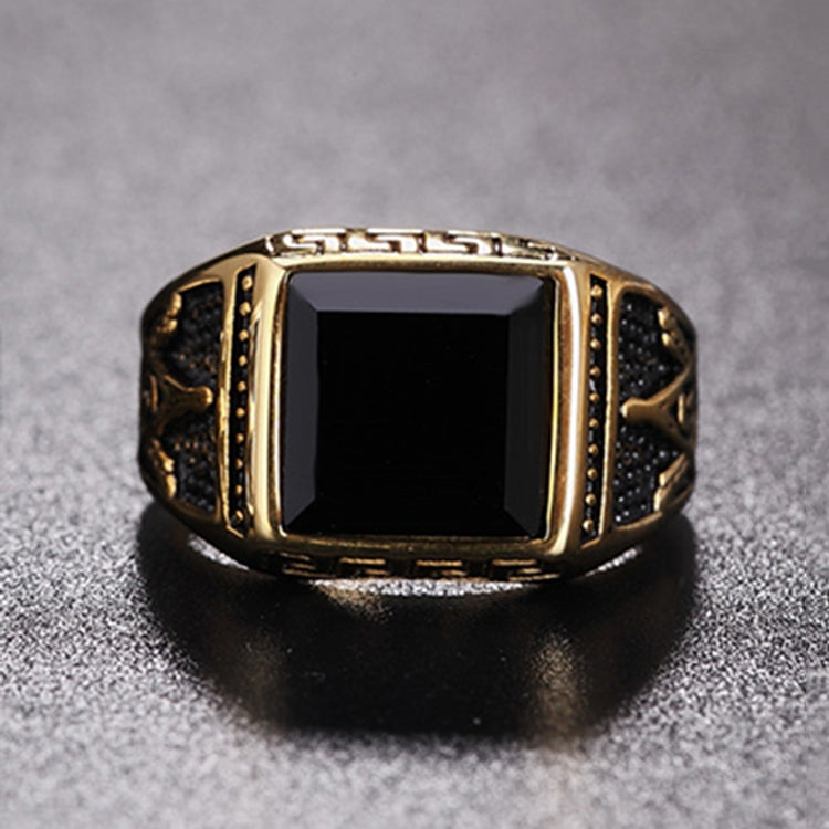 Anello da uomo in acciaio al titanio con pietra preziosa di onice nero retrò punk gotico stile Europa e America, misura USA: 10, diametro: 19,9 mm, perimetro: 62,4 mm, Diameter: 19.9mm