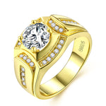 Anello da uomo con diamanti placcato in oro bianco 18 carati da uomo d'affari di moda + zirconi AAA, misura: 10, diametro: 19,8 mm, perimetro: 62,1 mm, Diameter: 19.8mm