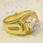 Anello da uomo con diamanti e zirconi AAA placcato in oro bianco 18 carati da uomo d'affari di moda, misura: 12, diametro: 21,4 mm, perimetro: 67,2 mm, Diameter: 21.4mm