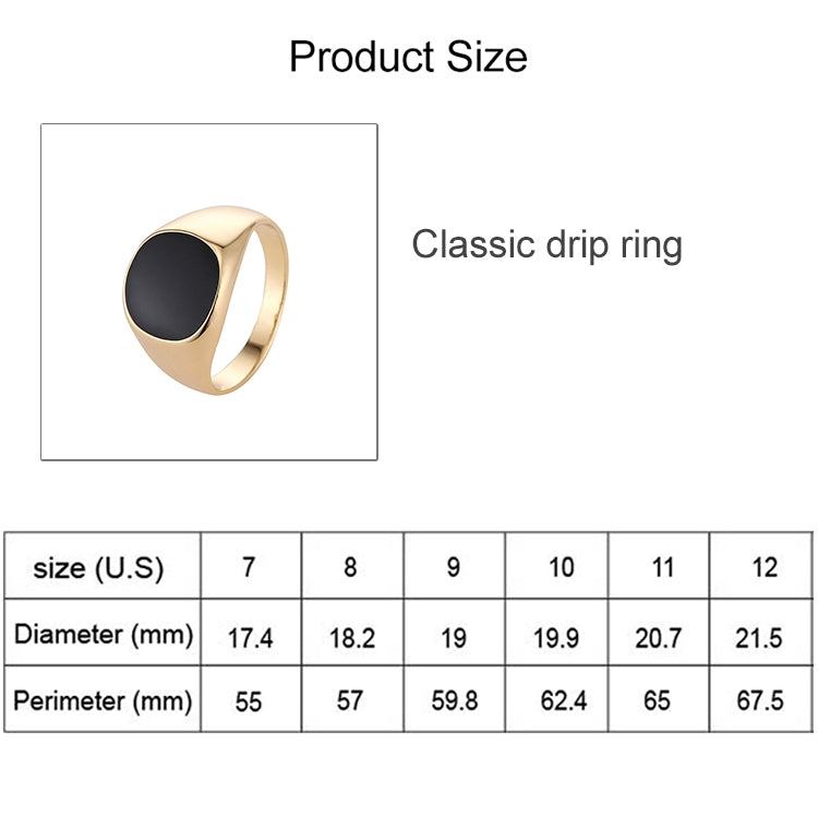 Anello stile olio a goccia lucido da uomo in lega classica europea e americana, misura: 10, diametro: 19,9 mm, perimetro: 62,4 mm, 10