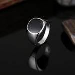 Anello stile olio a goccia lucido da uomo in lega classica europea e americana, misura: 10, diametro: 19,9 mm, perimetro: 62,4 mm, 10