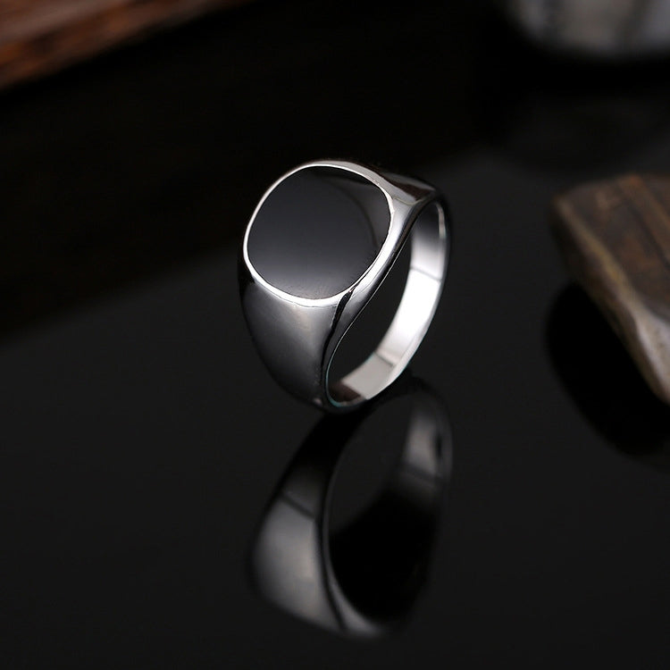 Anello stile olio a goccia lucido da uomo in lega classica europea e americana, misura: 10, diametro: 19,9 mm, perimetro: 62,4 mm, 10