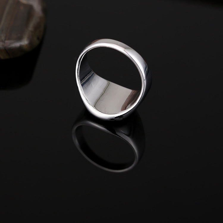 Anello stile olio a goccia lucido da uomo in lega classica europea e americana, misura: 10, diametro: 19,9 mm, perimetro: 62,4 mm, 10