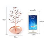 Espositore per gioielli, collana, orecchini, orecchini a forma di albero di uccellino