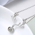 Collana da donna con pendente in pietra di memoria S925 in argento sterling 100 lingue Ti amo