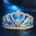 Anello con zirconi placcati in platino a forma di corona della principessa regina, misura USA: 6, diametro: 16,5 mm, perimetro: 51,9 mm, 6