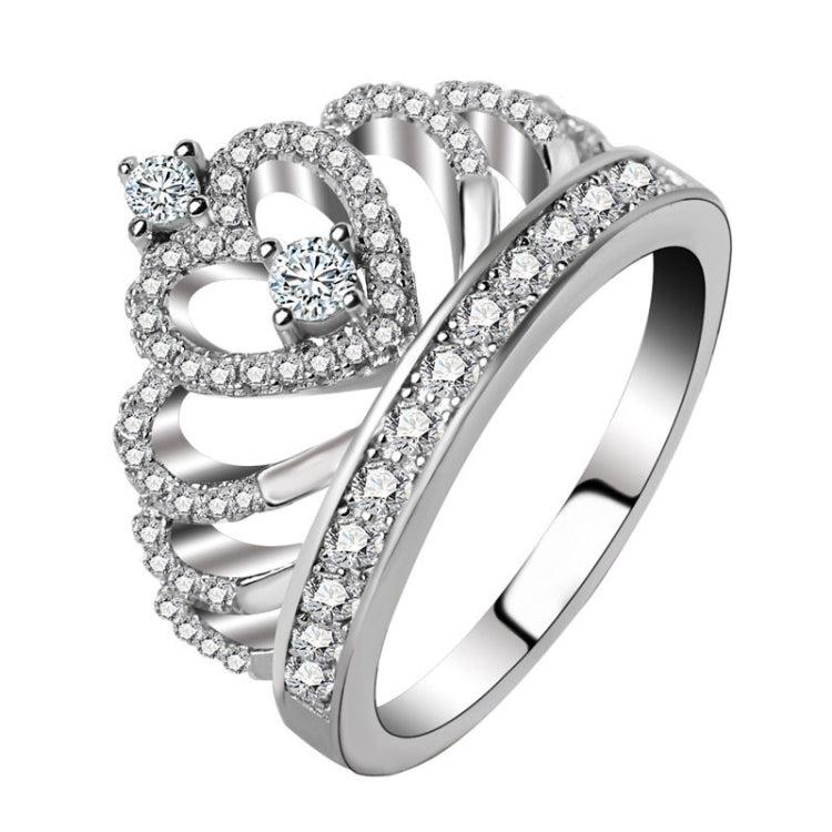 Anello con zirconi placcati in platino a forma di corona della principessa regina, misura USA: 10, diametro: 19,8 mm, perimetro: 62,1 mm, 10