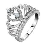 Anello con zirconi placcati in platino a forma di corona della principessa regina, misura USA: 10, diametro: 19,8 mm, perimetro: 62,1 mm, 10