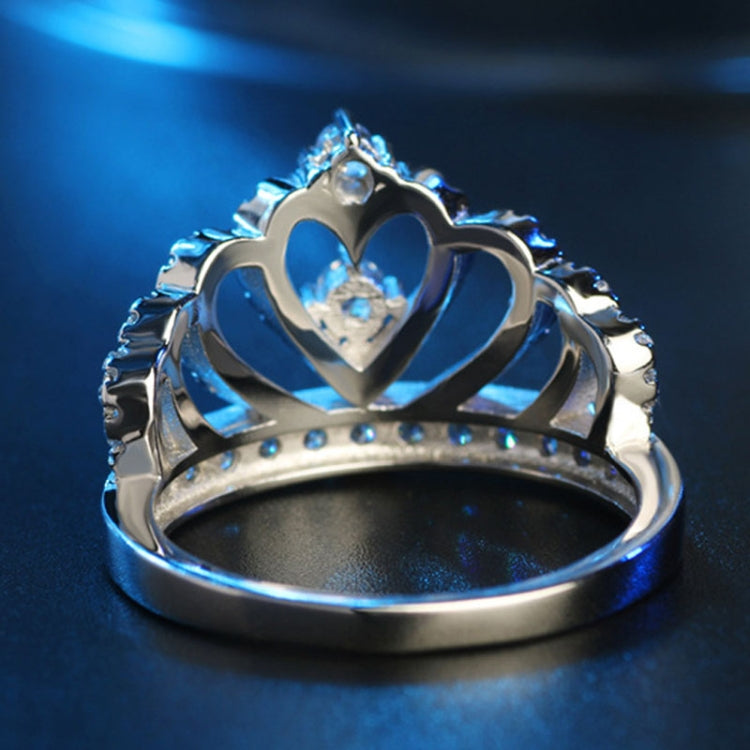 Anello con zirconi placcati in platino a forma di corona della principessa regina, misura USA: 10, diametro: 19,8 mm, perimetro: 62,1 mm, 10