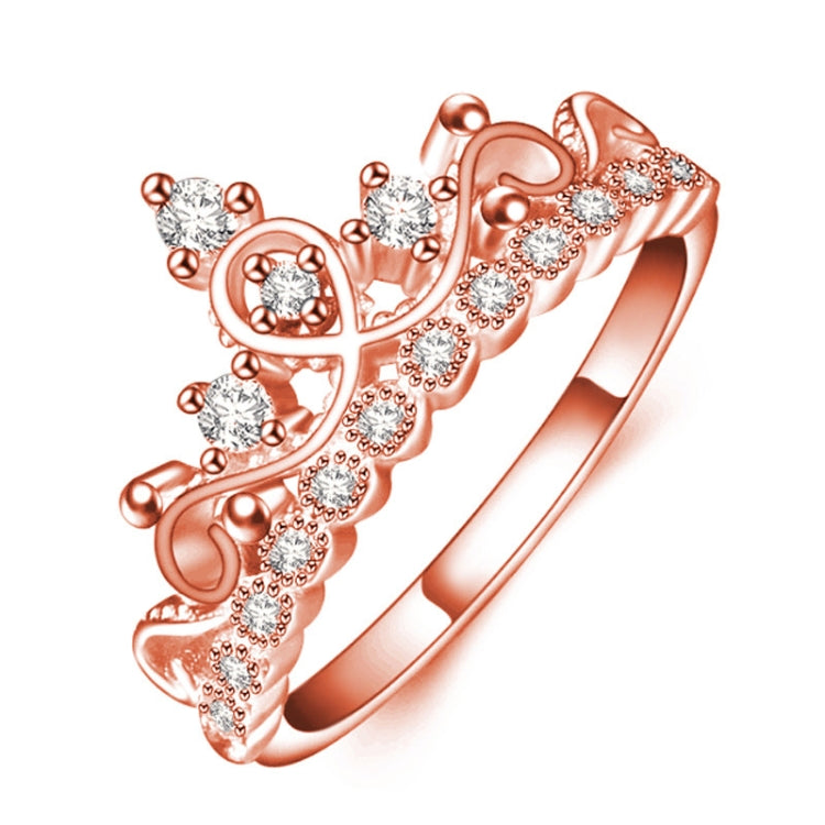 Anello con zirconi placcati in oro rosa a forma di corona della principessa regina, misura USA: 7, diametro: 17,3 mm, perimetro: 54,4 mm, 7